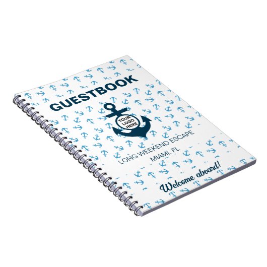 Nautical Guestbook Navy and light blue Anchor Notitieboek (Rechterzijde)