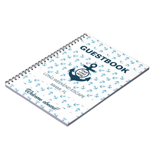 Nautical Guestbook Navy and light blue Anchor Notitieboek (Linkerzijde)