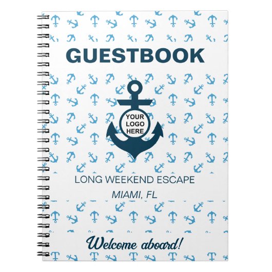 Nautical Guestbook Navy and light blue Anchor Notitieboek (Voorkant)