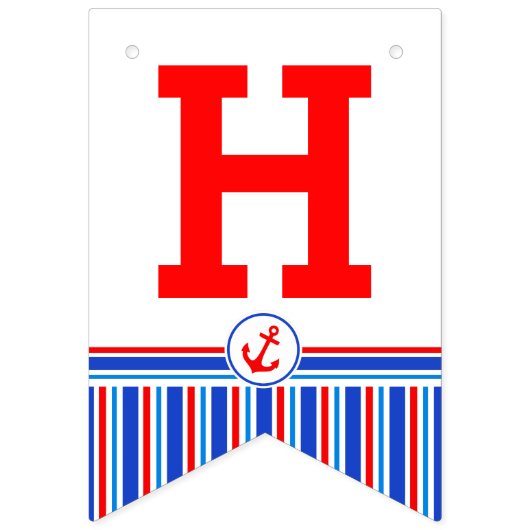 Nautical Happy Birthday kinder leeftijd bunting Vlaggetjes (Eerste vlag)
