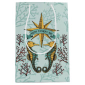 Nautical Happy Fathers Day Zeepaardje & Koraal Fot Medium Cadeauzakje (Voorkant)