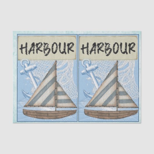Nautical Harbour Design Serie 14 Tissuepapier (Voorkant)