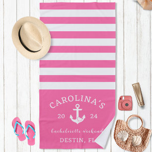 Nautical Hart Bruidsweekend Roze & Wit Strandlaken