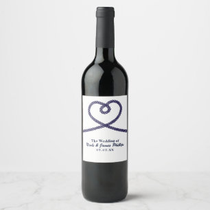 Nautical Hart Touw Liefde Trouw Custom Wijnlabel Wijn Etiket