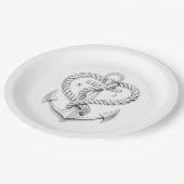 Nautical Hart Touwanker Kust Bruiloft Papieren Bordje (Gekanteld)