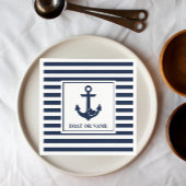 Nautical Heart Anker Bootnaam Marine Wit Gestreept Servet