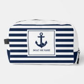 Nautical Heart Anker Bootnaam Marine Wit Gestreept Toilettasje (Voorkant)