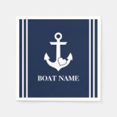 Nautical Heart Anker Custom Boot Naam Navy Blue Servet (Voorkant)