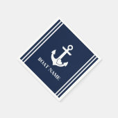 Nautical Heart Anker Custom Boot Naam Navy Blue Servet (Hoek)