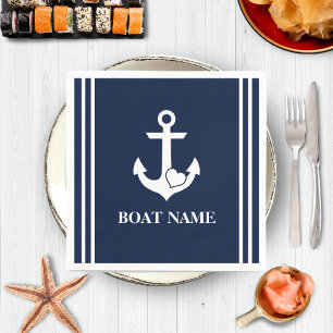 Nautical Heart Anker Custom Boot Naam Navy Blue Servet