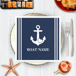 Nautical Heart Anker Custom Boot Naam Navy Blue Servet