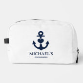 Nautical Heart Anker Gepersonaliseerde Witte Groom Toilettasje (Voorkant)