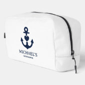 Nautical Heart Anker Gepersonaliseerde Witte Groom Toilettasje (Rechterhoek)