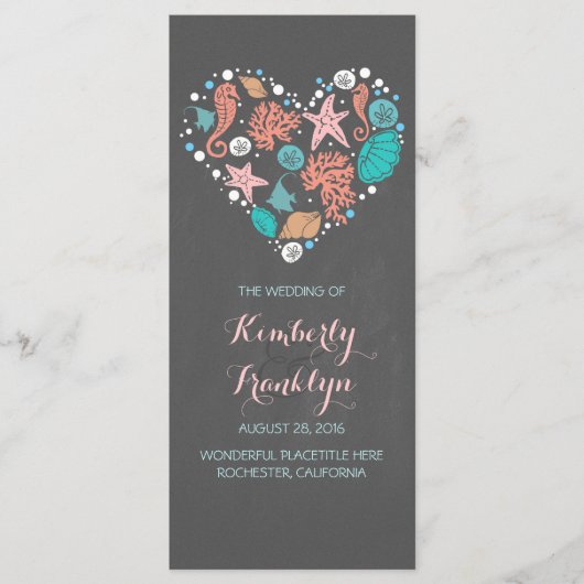 Nautical Heart Beach Wedding Programma's (Voorkant)