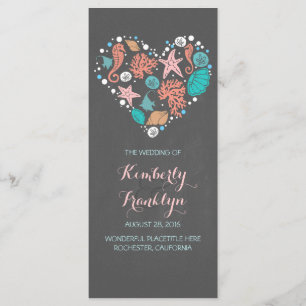 Nautical Heart Beach Wedding Programs Programmakaart