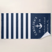 Nautical Heart Meisjesweekend Navy & Wit Strandlaken (Voorkant)