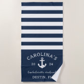 Nautical Heart Meisjesweekend Navy & Wit Strandlaken (Voorkant)
