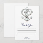 Nautical Heart Rope Anchor Coastal Bedankt Kaart (Voorkant / Achterkant)