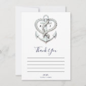 Nautical Heart Rope Anchor Coastal Bedankt Kaart (Voorkant)