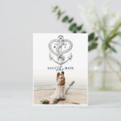 Nautical Heart Rope Anchor Foto De datum opslaan Aankondigingskaart (Staand voorkant)