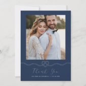 Nautical Heart Rope Navy & White Foto Dank u Bedankkaart (Voorkant)