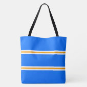 Nautical Helder Blauw Geel Wit Racing Stripes Tote Bag (Achterkant)