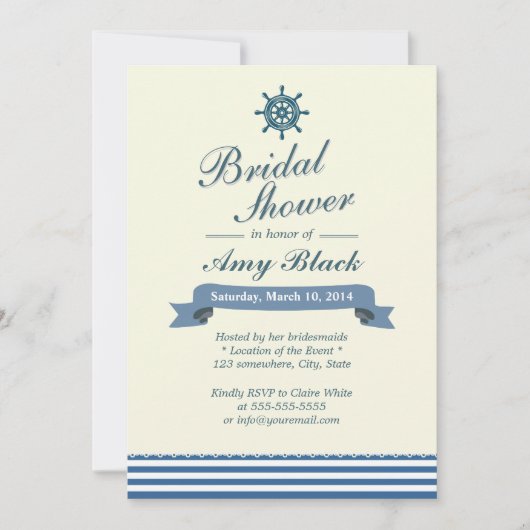Nautical Helm Wheel Bridal Shower Invitations Kaart (Voorkant)