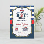 Nautical Het is een Baby shower van de Jongen Rood Kaart (Staand voorkant)