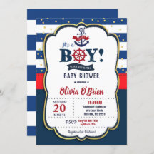 Nautical Het is een Baby shower van de Jongen Rood