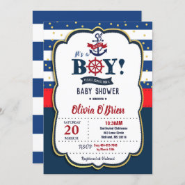 Nautical Het is een Baby shower van de Jongen Rood Kaart