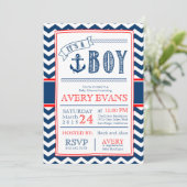 Nautical Het is een Jongen Baby shower met Anchor  Kaart (Staand voorkant)