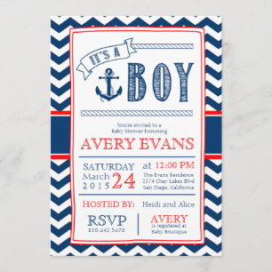 Nautical Het is een Jongen Baby shower met Anchor Kaart