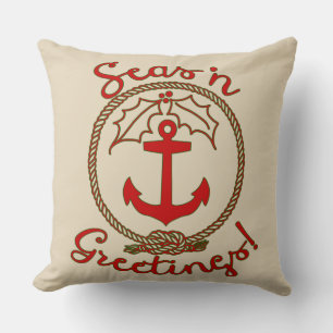 Nautical Holiday Rood en groen Je past je aan Kussen