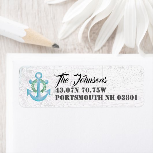 Nautical Holiday Waterverf Anchor Return-adres Etiket (Insitu)