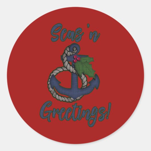 Nautical Holiday | Zeeen "groeten" Ronde Sticker (Voorkant)