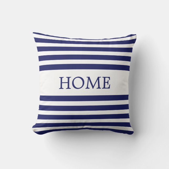 Nautical Home op blauw & wit gestreept Kussen (Voorkant)