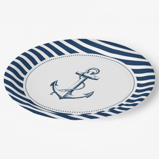 Nautical ı Birthday Party Paper Borden Papieren Bordje (Gekanteld)