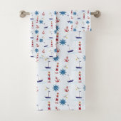 Nautical Icons Vuurtoren Boot Anker Zeevaart Bad Handdoek (Insitu)