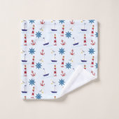 Nautical Icons Vuurtoren Boot Anker Zeevaart Bad Handdoek (Wasdoekje)