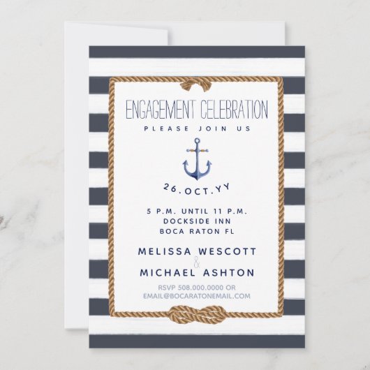 Nautical Infinity Knot Navy & Wit Verloving Kaart (Voorkant)