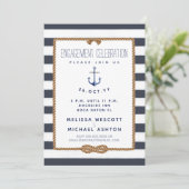Nautical Infinity Knot Navy & Wit Verloving Kaart (Staand voorkant)