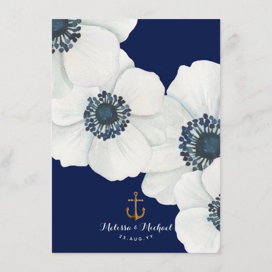 Nautical Infinity ⚓ White Anemone Wedding Details Informatiekaartje (Achterkant)