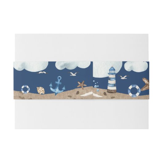Nautical Invitation Belly Band Uitnodigingen Wikkel (Achterkant Voorbeeld)