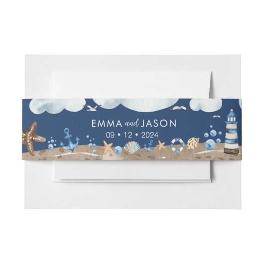 Nautical Invitation Belly Band Uitnodigingen Wikkel (Voorkant Voorbeeld)