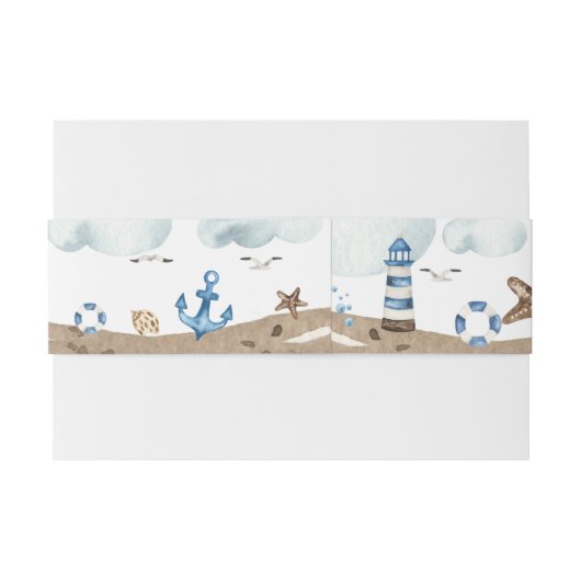 Nautical Invitation Belly Band Uitnodigingen Wikkel (Achterkant Voorbeeld)