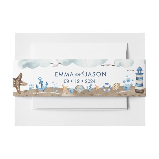 Nautical Invitation Belly Band Uitnodigingen Wikkel (Voorkant Voorbeeld)