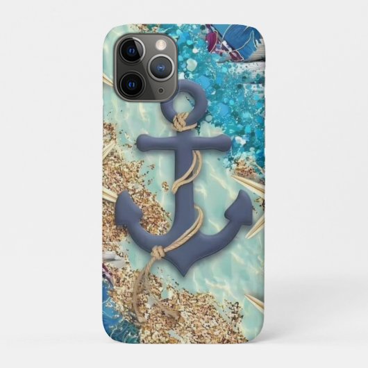 Nautical iPhone Case with Blue Anchor (Achterkant)