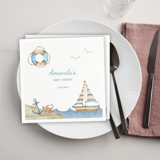 Nautical Jongens Baby Borrel Servet