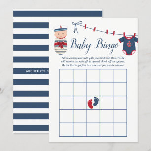 Nautical Jongens Baby Shower Baby Bingo Kaart