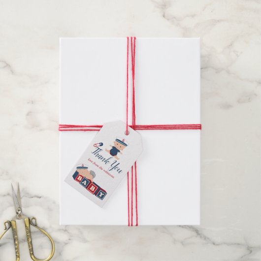 Nautical Jongens Baby Shower Bedankt Cadeaulabel (Met Touw)
